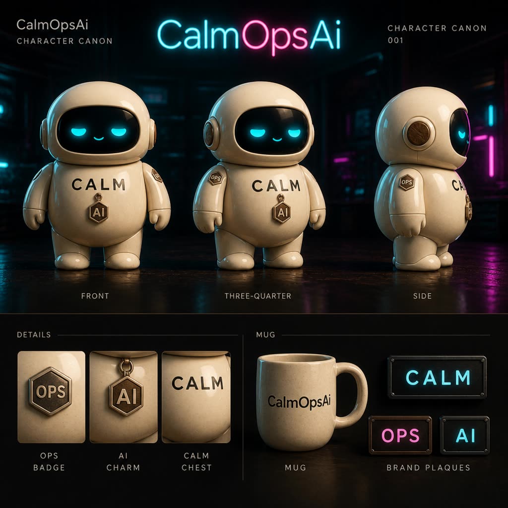 Лист персонажа CALM: CalmOpsAi, таблички CALM OPS AI